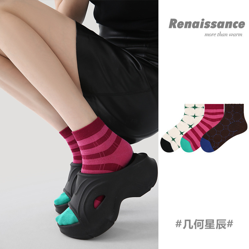 Renaissance Original Women's Socks Summer Geometric Pattern Short Socks Thin Breathable Striped Low-Cut Boat Socks for Women Renaissance Original Women's Socks Summer Geometric Pattern Short Socks Thin Breathable Striped Low-Cut Boat Socks for Women