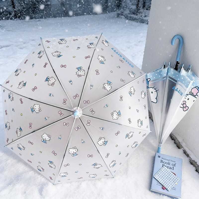Authentic Authorized Sanrio Hello Kitty Cute and Stylish Long-Handled Umbrella, Children's Umbrella, Transparent Student School Umbrella Wholesale