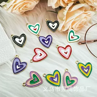 新款滴油合金桃心彩虹云朵吊坠挂件diy手工自制饰品配件项链手链
