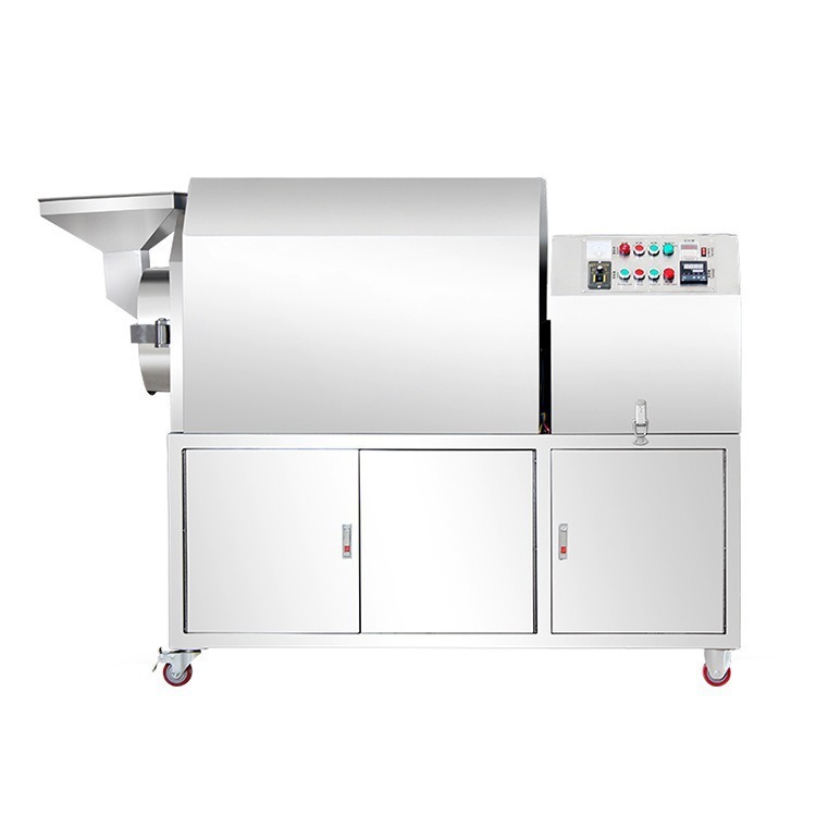 Máquina de fritura multifuncional de calentamiento mecánico y eléctrico tipo tambor comercial para semillas de sésamo, maní, castaño y melón