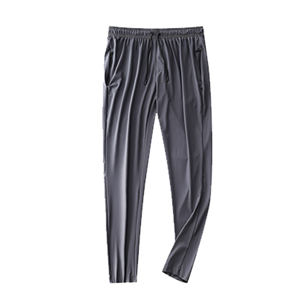 Pantalones deportivos de hombre para correr Fitness rápido secado respirado con cremallera bolsillo suelto gran tamaño de nylon hielo pantalones de cintura alta