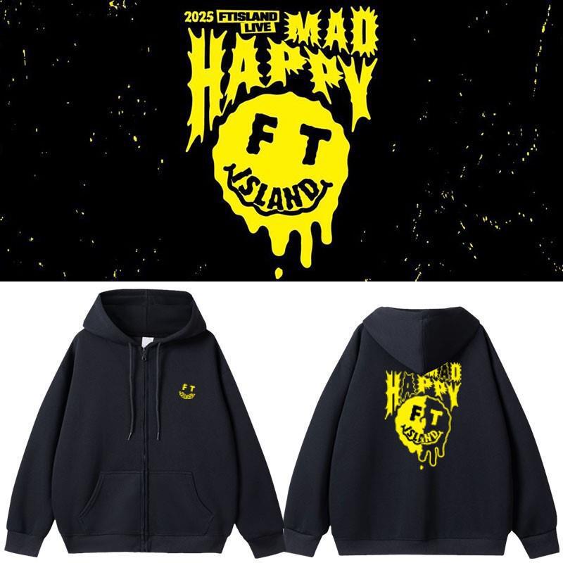 2025Ftisland Concert Madhappy Peripheral Same Style Sweatshirt Printed Zipper Hooded Cardigan Autumn and Winter