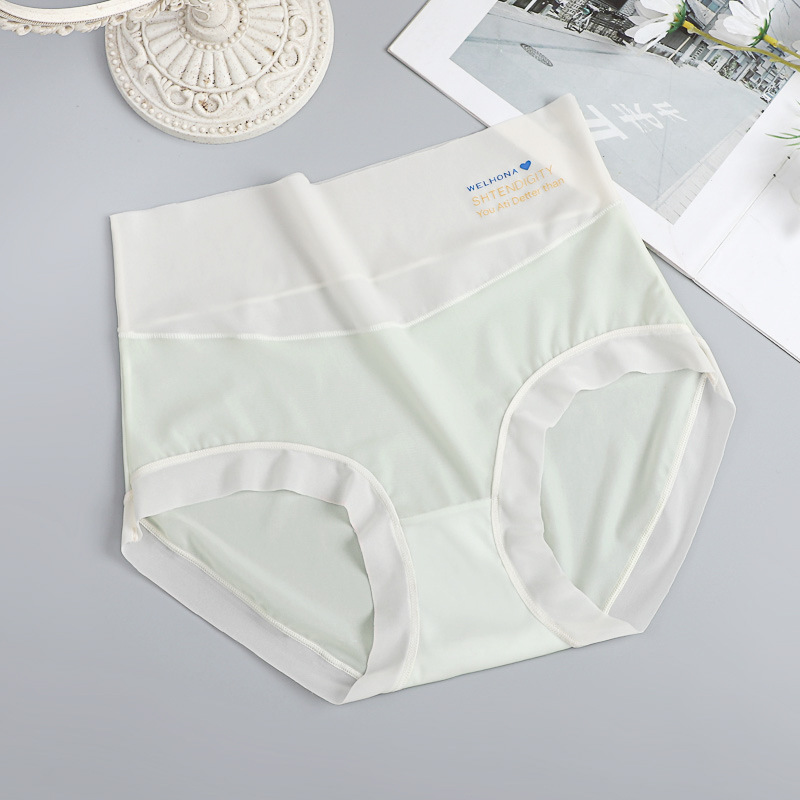 Seda de hielo de cintura alta, abdomen sin costuras, estilo fino de verano, encaje femenino transpirable, cintura alta, seda de hielo, nueva ropa interior, refrescante image 11