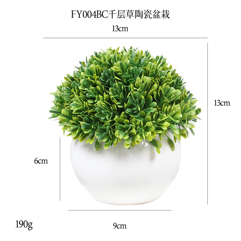Planta Artificial de Bola Verde en Maceta de Cerámica y Plástico Decorativa para Escritorio
