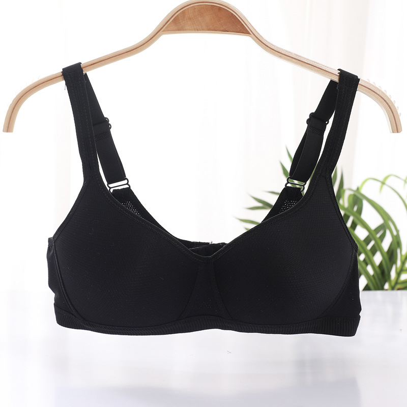 Fábrica de stock sin anillo de acero ligero delgado y transpirable sin ropa interior esponja, gran pecho pequeño sujetador anti-caída