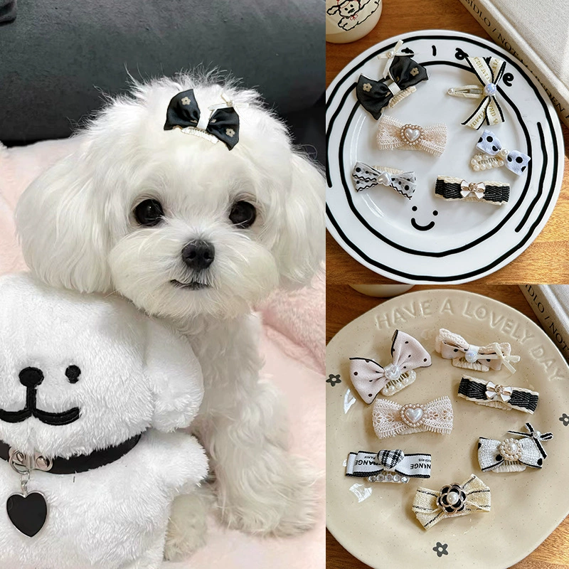 Заколка для волос йоркшира, сломанная заколка, маленькая заколка для волос, мальтийский питомец, маленький ароматный бант, аксессуары для волос в стиле Хепберн для собак
