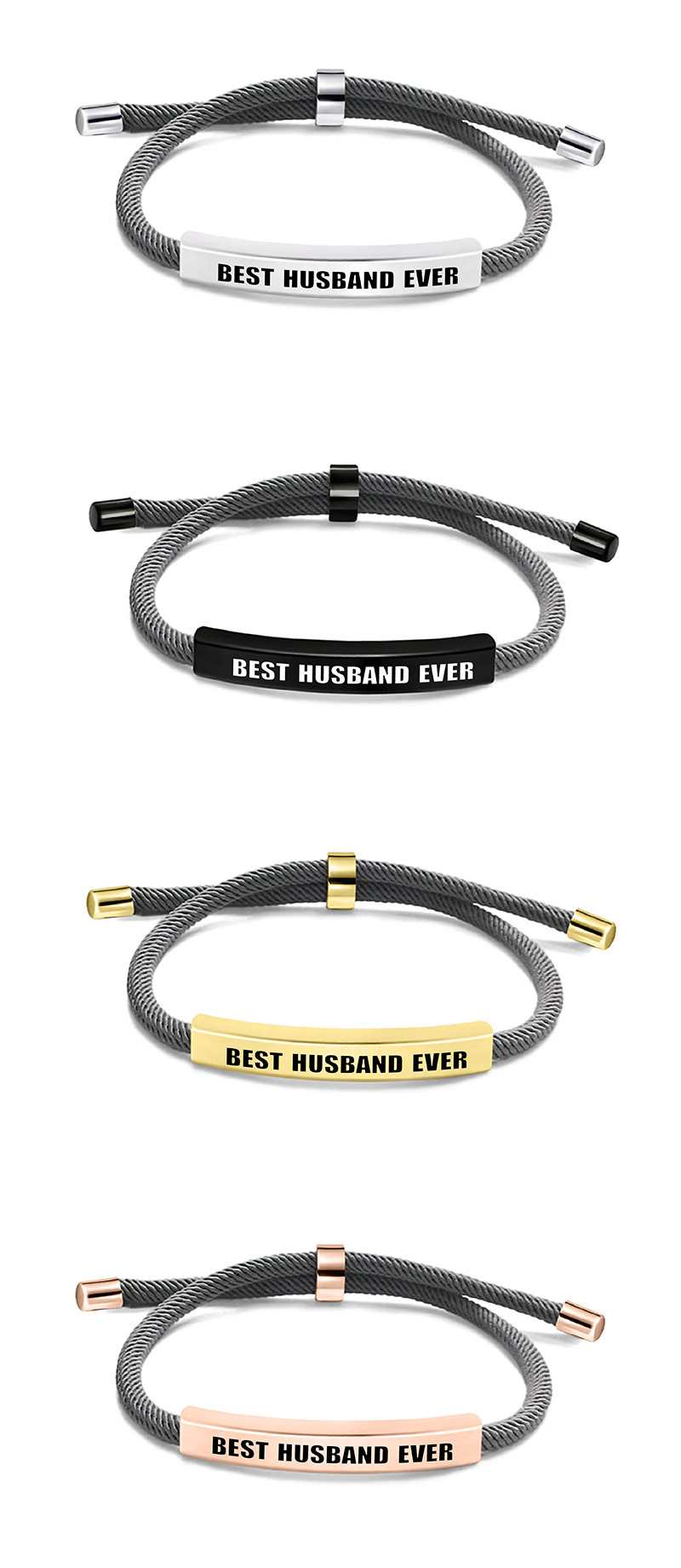 Daily Occasion Simple Style Letter 201 Stainless Steel Rope Woven Chain String Bracelets Wholesale
