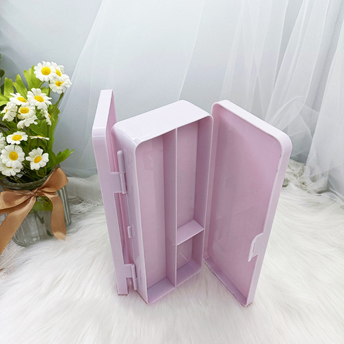Simple solid color double layer stationery box candy color matte pen box handmade cream glue DIY student desk storage box