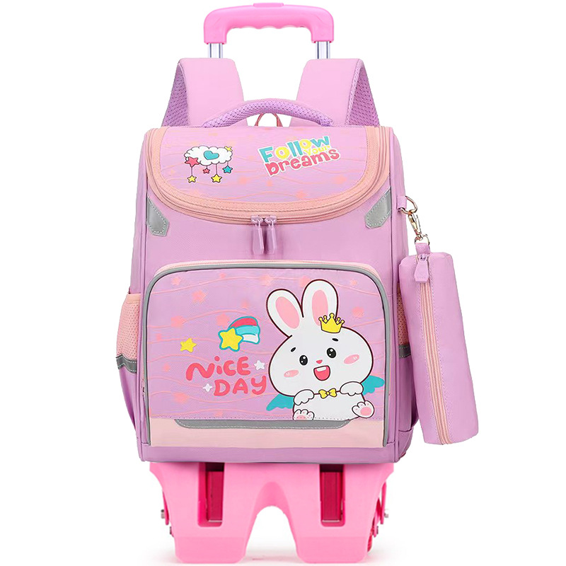 Nuevo diterano Escuela Primaria estudiante carro mochila niños y niñas Grado 1-3-4 ligero de seis ruedas subir escaleras con ruedas