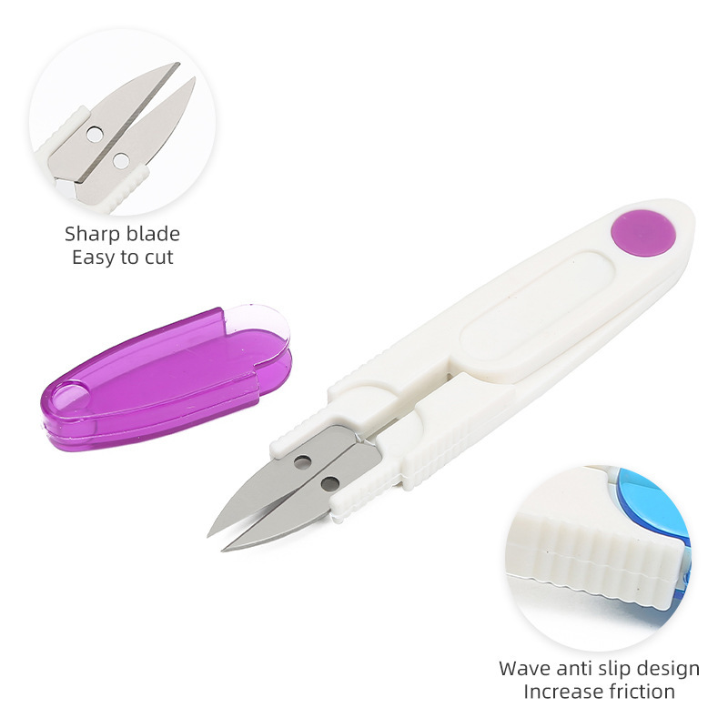 Ventas directas de fábrica Cubierta transparente de color Mango de plástico Tijeras de hilo de seguridad Tijeras de hilo de pescado Tijeras de hilo Accesorios de herramientas de sastre portátiles
