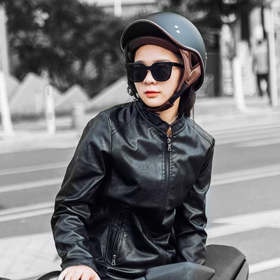Motorcycle Helmet Men's Summer Half Helmet Retro Women's Electric Car Motorcycle Lightweight Scoop Helmet with Inner Mirror