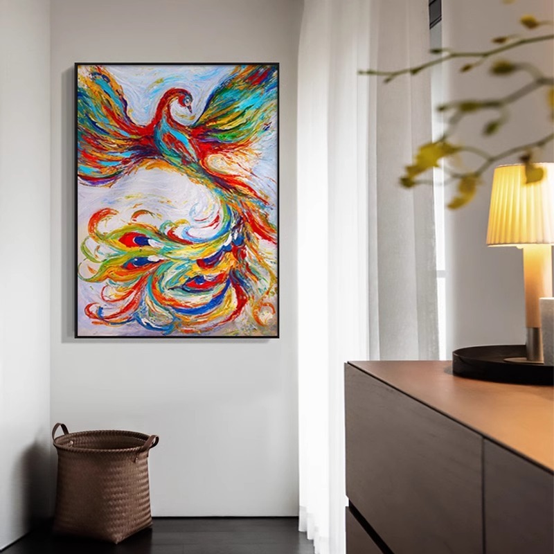 象大芬村油絵玄関吊り絵抽象リビングルーム装飾絵画モダンライト高級玄関廊下通路|undefined