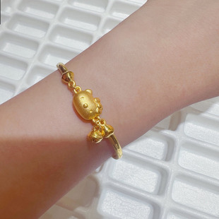 Shuibei Gold Showroom Spot Wholesale 3D Boutique Hard Gold Kitty Chain Bracelet Full Gold 999 Mifei Rabbit Chain Bracelet Authentic