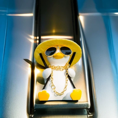 Duck Car Interior Rearview Mirror — Car hanging - yellow-hat-backpack-rich-man