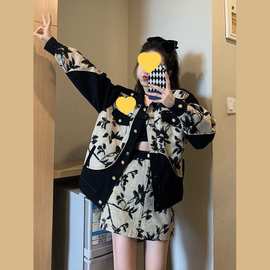 小香风套装女小个子高级感冬装裙子名媛气质小洋装两件套绣花纽扣