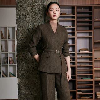无领西装外套女2025新款时尚设计感收腰西服套装气质显瘦工作服春