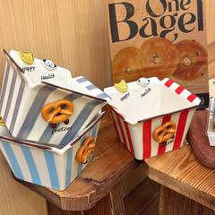 ボタンパピーフライドポテトボウルシリーズクリエイティブ高価値フライドポテトボウルスクエアボウルポップコーンセラミックフルーツサラダボウル
