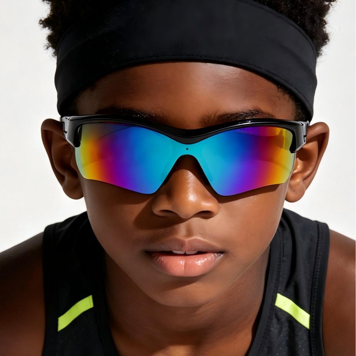 Gafas de ciclismo para niños, de media montura, coloridas, a prueba de viento, para niños y niñas, gafas de sol personalizadas estilo hip-hop.