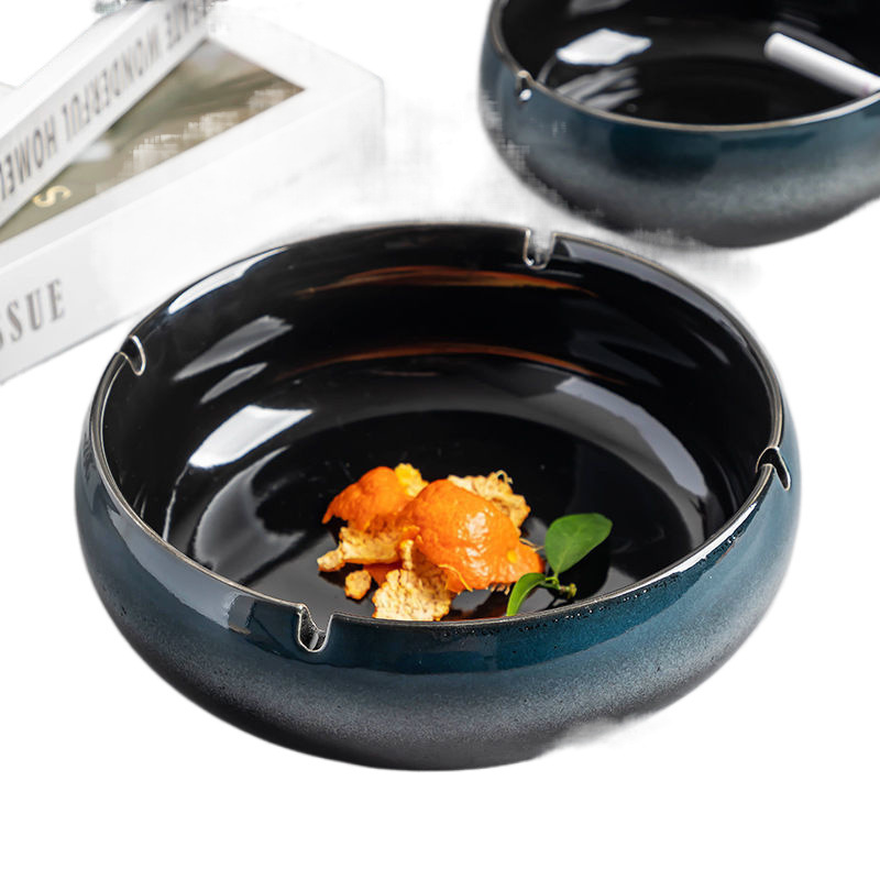 가마 변경 라운드 재떨이 사무실 높은 색상 가치 세라믹 재떨이 홈 복고풍 거실 빛 고급 사무실 연기 통