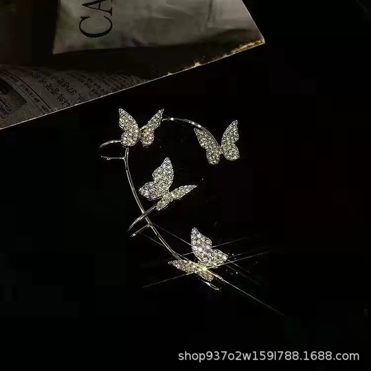Сережки-ушки, дизайны из циркона и бахромы, клипсы без пирсинга, серебристые или золотистые