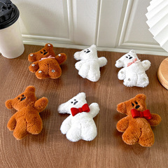 韓國ins風手機氣囊支架背貼毛絨可愛領結小熊歪脖子可伸縮支撐架