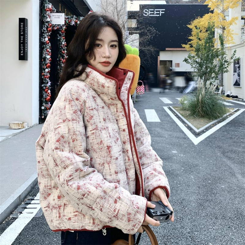 Red short design down jacket