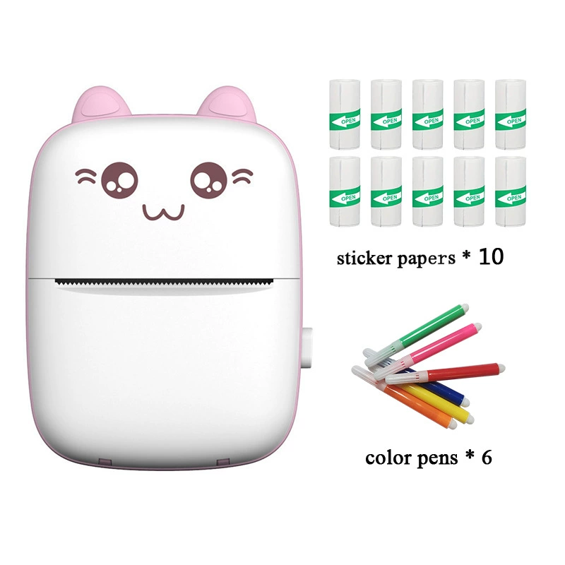 Handheld Photo Printer Mini Portable Thermal Printer, Cute Cat Design, Models A8C/C19/C25