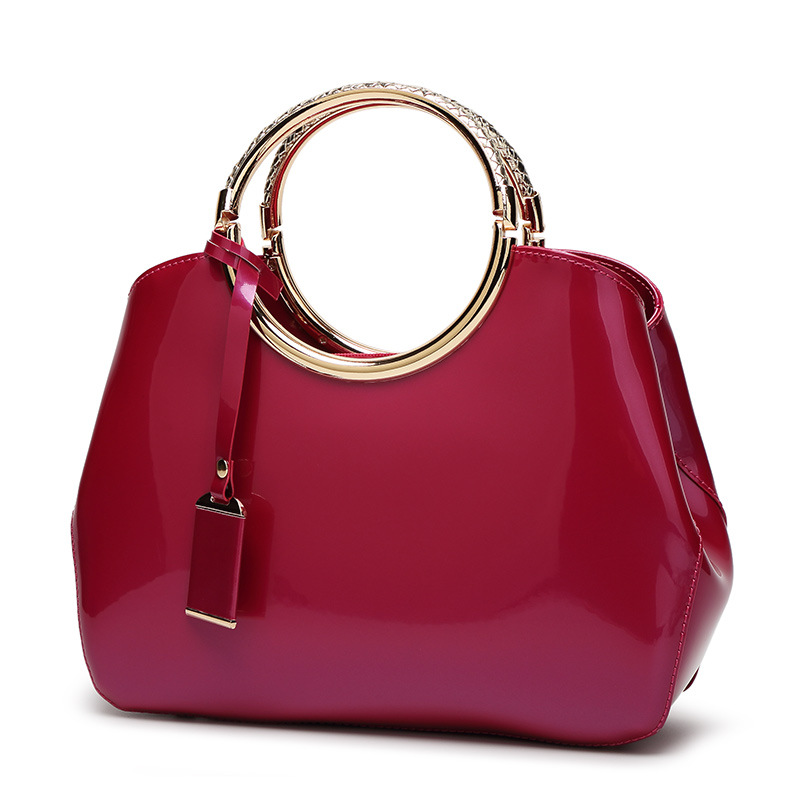 Transfronterizo 2025 nuevo bolso de piel esmaltada brillante bolso de novia roja bolso de bodas de hombro de mujer al por mayor