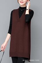 秋冬韩版大码女装200斤中长款领套头毛衣女春秋宽松无袖背心马甲