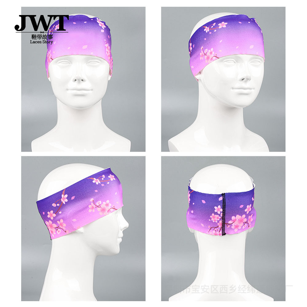 Customized Heat Transfer Printed Sports Headband Sweat-Absorbent Breathable Yoga Headband Elastic Cycling Running Wide Hair Band