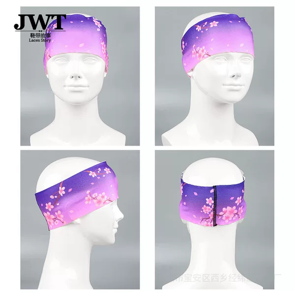 Customized Heat Transfer Printed Sports Headband Sweat-Absorbent Breathable Yoga Headband Elastic Cycling Running Wide Hair Band