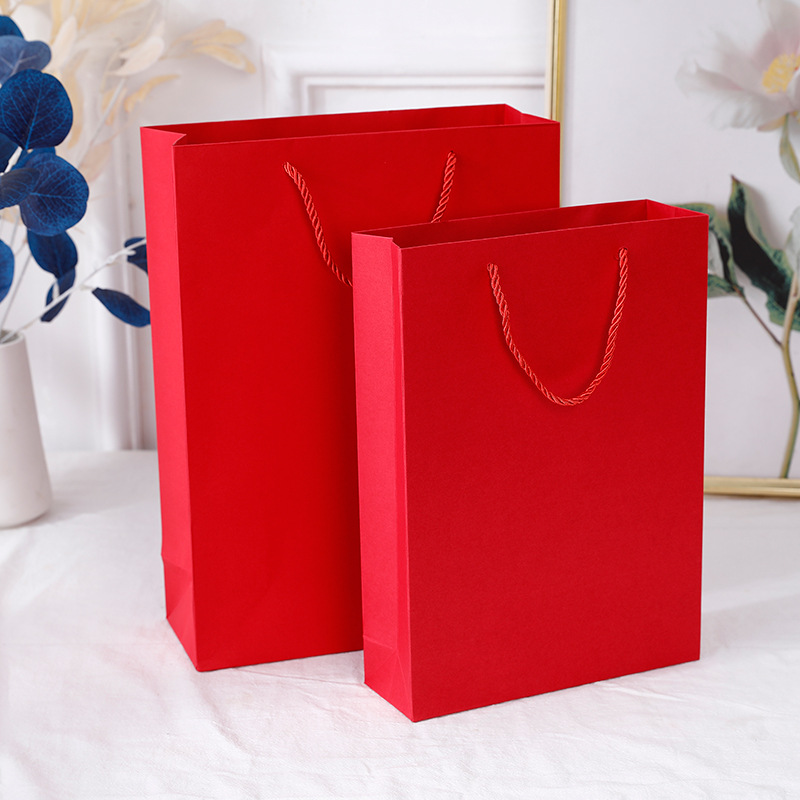 现货大红色纸袋礼品袋服装袋子竖版袋喜庆结婚手提袋购物袋礼袋子