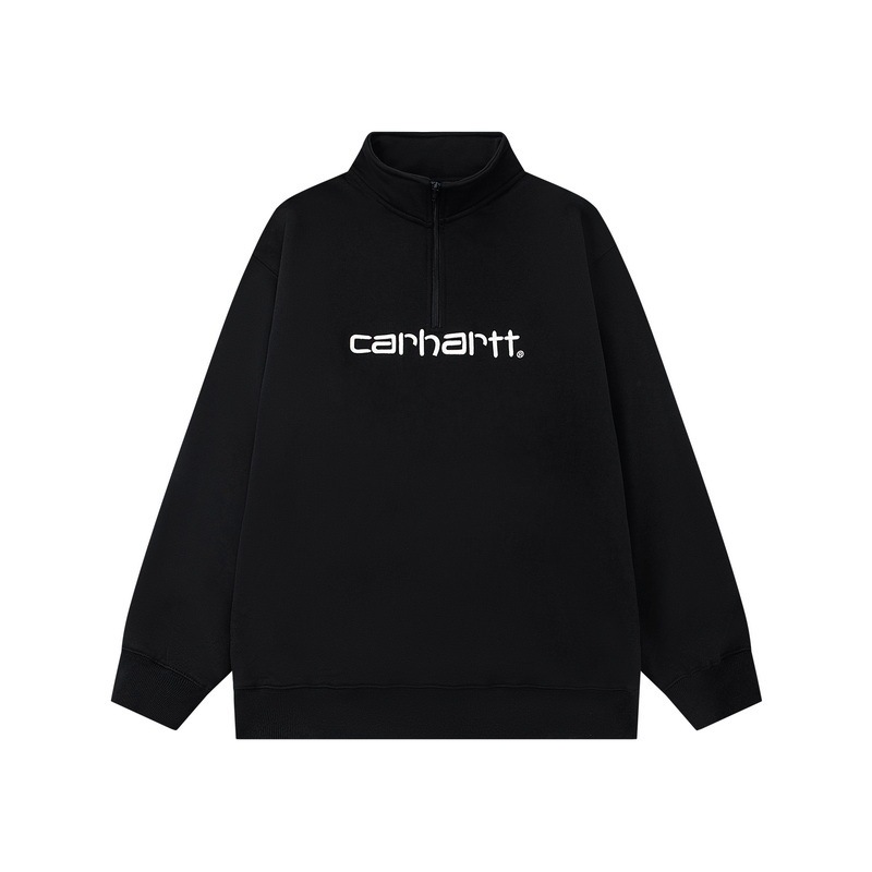 外贸卡哈特经典重工刺绣休闲圆领宽松情侣毛圈Carhartt连帽卫衣男|undefined