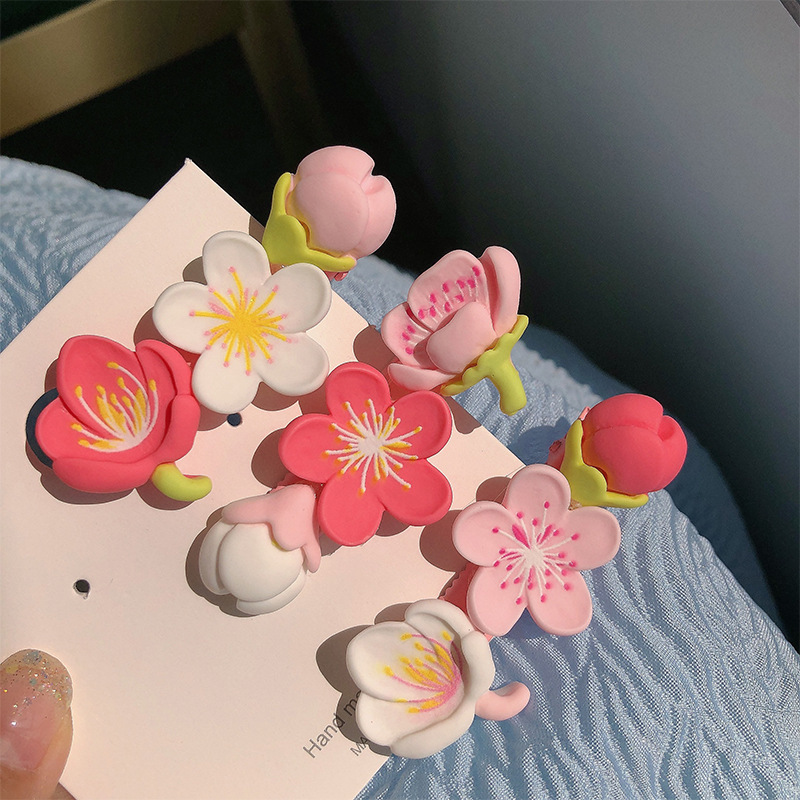 Pink Peach Blossom Hairpin ~ Sweet Girl's Heart Cherry Blossom Fresh Side Clip Hair Accessories Summer ins Headwear Bangs Clip Pink Peach Blossom Hairpin ~ Sweet Girl's Heart Cherry Blossom Fresh Side Clip Hair Accessories Summer ins Headwear Bangs Clip