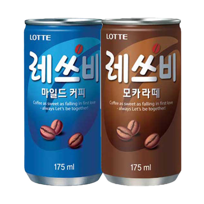 Lotte Coffee Beverage Canned Small Can Imported from South Korea Ready-To-Drink Mocha Latte Sweet Milk Coffee Lotte
