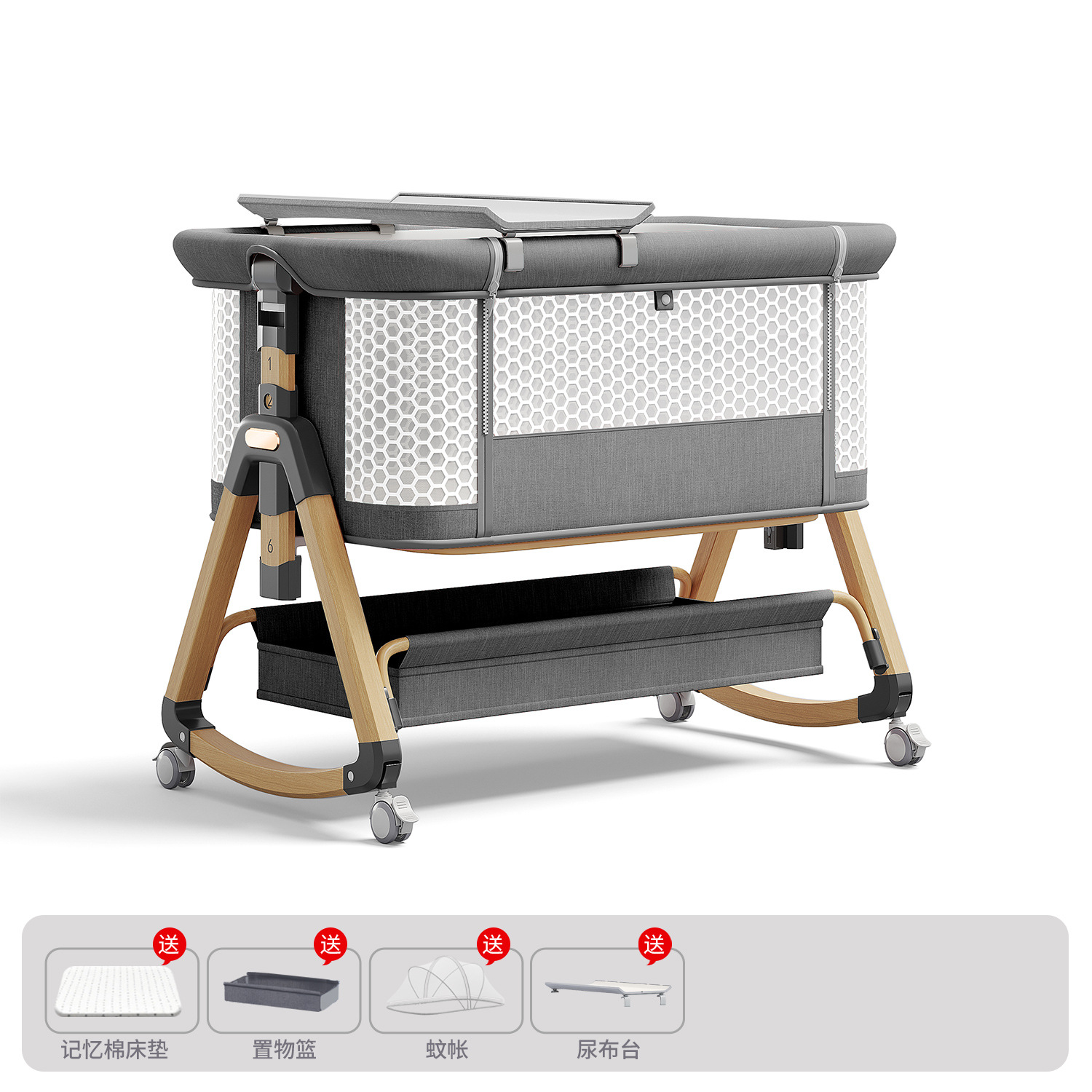 Cama para bebés, campana móvil, cuna, cama plegable portátil multifuncional, cama BB para recién nacidos, cama de empalme grande