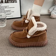 厚底加绒雪地靴女2025冬季新款森系勃肯短靴防寒保暖大棉鞋