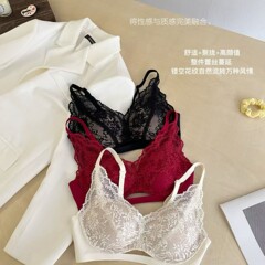 法式芙影欲系深V纯欲风蕾丝内衣女镂空无痕舒适透气薄款叠穿内衣