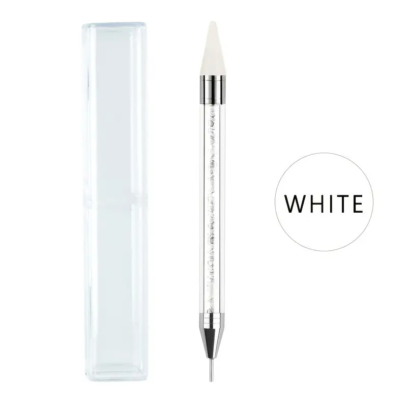 Nail nail drill PEN de doble cabeza de doble propósito pegajoso diamante crayón de uñas diamante joyería punto pluma descarga taladro pluma herramienta de uñas