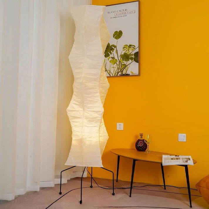 Japanese-Style Washi Paper Irregular-Shaped Wabi-Sabi Floor Lamp for Living Room, Bedroom, Study, Guesthouse, Tea Room, Designer Decorative Ambiance Light