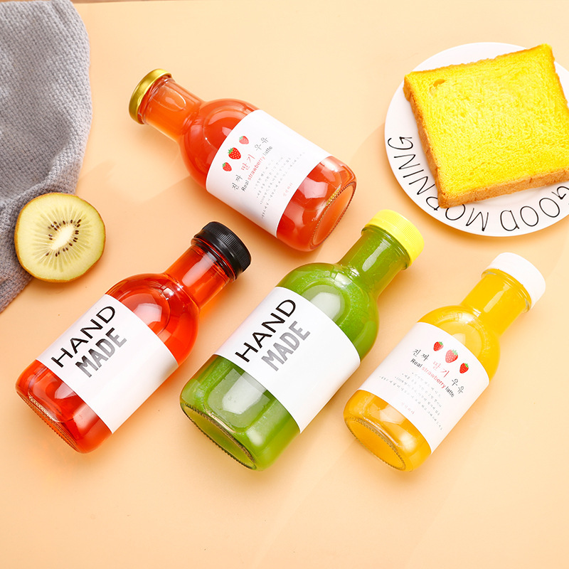 批发零售卡奇诺500ml加厚透明果汁瓶 牛奶饮料瓶果酒瓶酸奶玻璃瓶