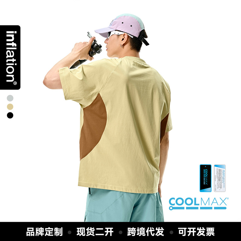 Jie Zhan Men's Clothing | Coolmax Breathable T-Shirt Four-Needle Six-Thread Sports Version Summer New Outdoor Quick-Drying Short-Sleeved T-Shirt
