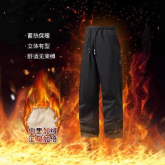 跨境专供欧码加绒秋冬羊羔绒黑绒裤子男加厚卫裤男运动平脚休闲裤