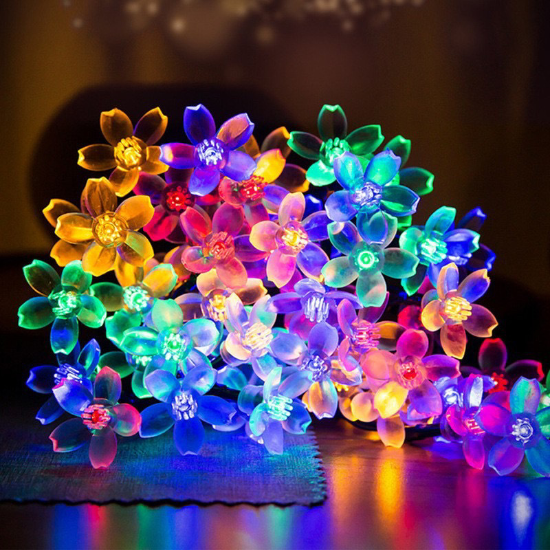 Solar-Powered Cherry Blossom LED String Lights – Waterproof Outdoor Fairy Lights For Garden, Camping, Fence Decoration_voghion.com