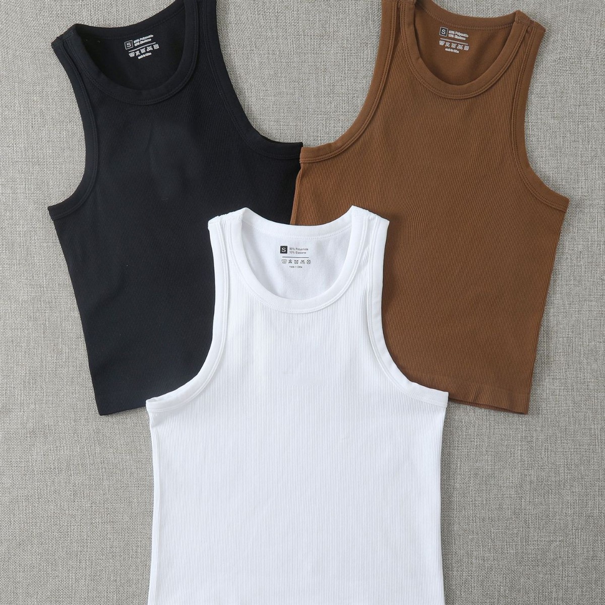 Geribbelde gebreide tanktop voor dames – Nauwsluitende, lange camisole om te combineren met andere kledingstukken (3 neutrale kleuren) – Lichtgewicht en veelzijdig_voghion.com