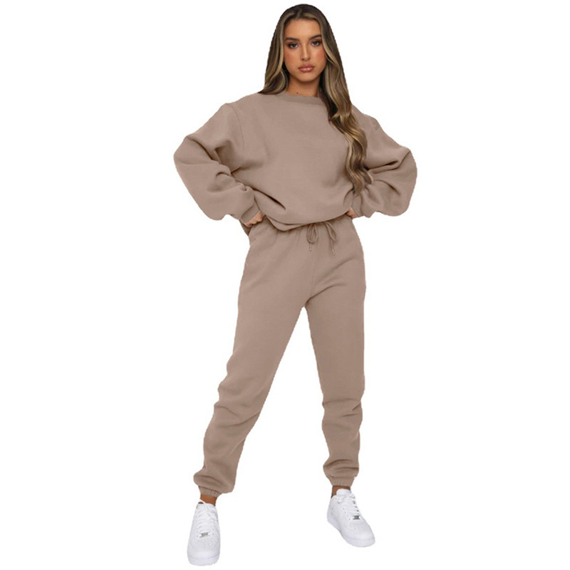 840g Weight Long Sleeve Sleeve Length Polyester Fabric Type Sweatshirt & Hoodie Co-ord Set Sets Type 2 Pieces Set Quantity Casual Occasion Round Neck Neckline Loose Fit Type Solid Color Pattern Winter, Autumn Season Women's Gender Streetwear Style Casual Women's Streetwear Solid Color Polyester Sweatshirt & Hoodie Co-ord Set Pants Sets 6