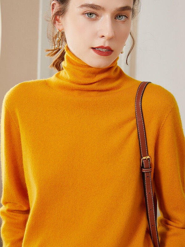High-End Cashmere Sweater with Stacked Collar for Women, Solid Color Pullover Knitwear with a Premium Feel High-End Cashmere Sweater with Stacked Collar for Women, Solid Color Pullover Knitwear with a Premium Feel
