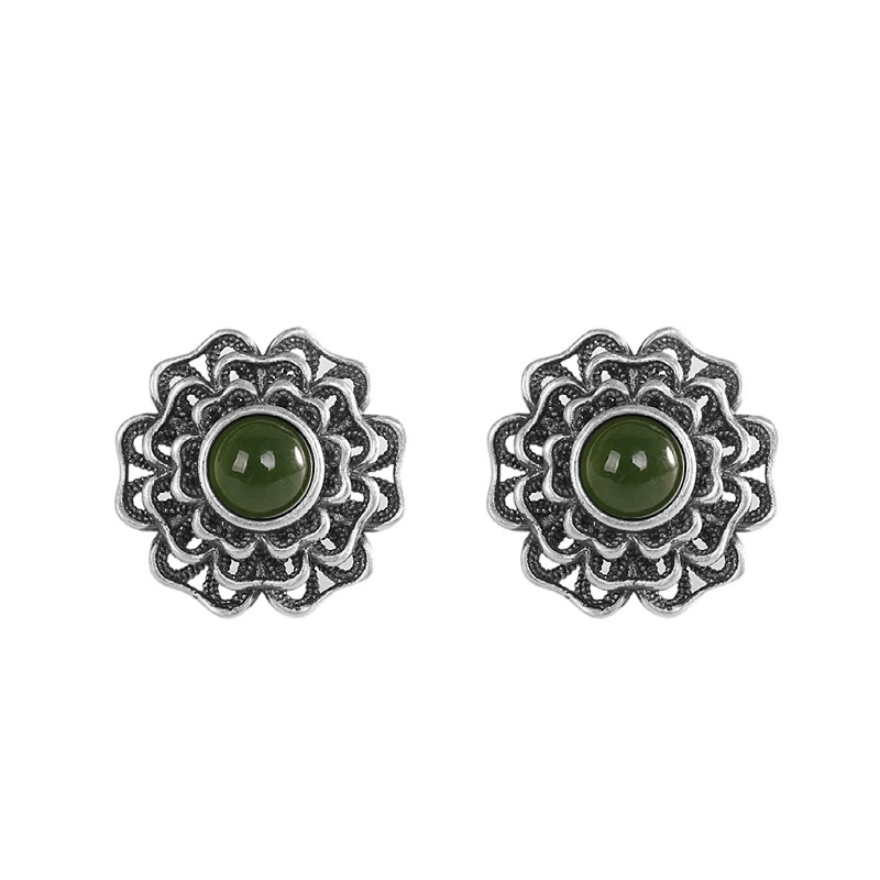 Серьги из серебра 925 пробы, украшение, яшмa из района Хотан, образец