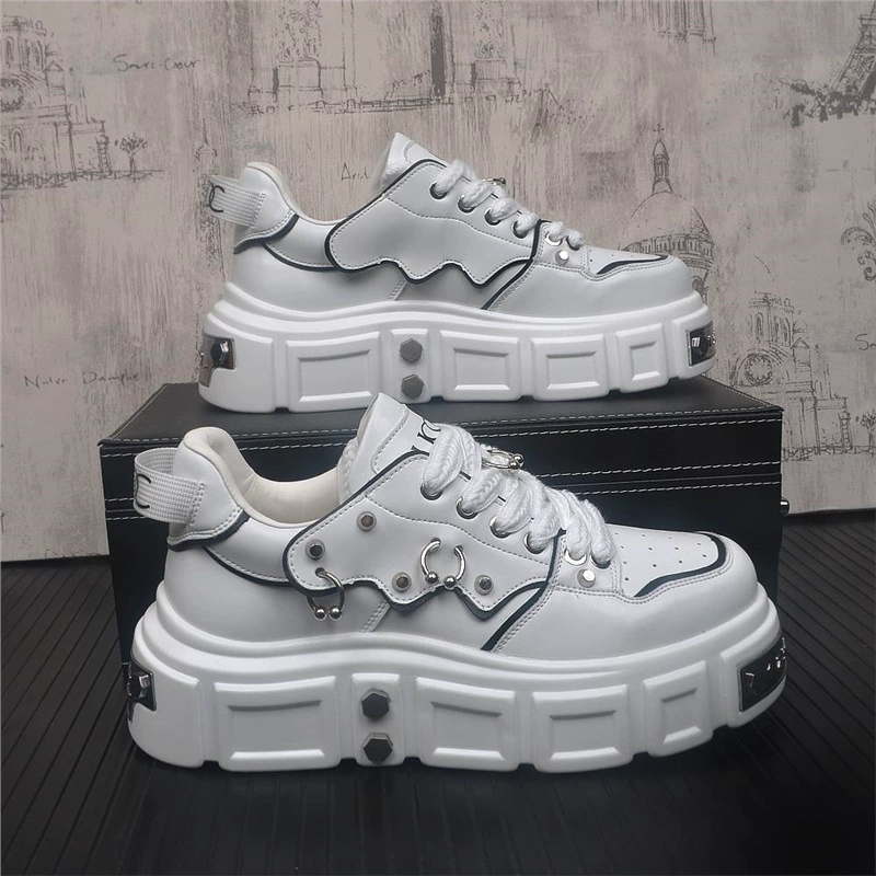 Мужская корейская мода маленькая белая обувь мода дикая толстая подошва высокой моды обувь молодежная тенденция спортивная повседневная обувь