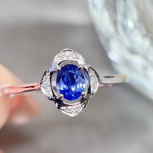 Fobe Diamond Jewelry 18K Gold Inlaid Sapphire Ring Glass Simple Small Fresh Main Stone 0.4 karat